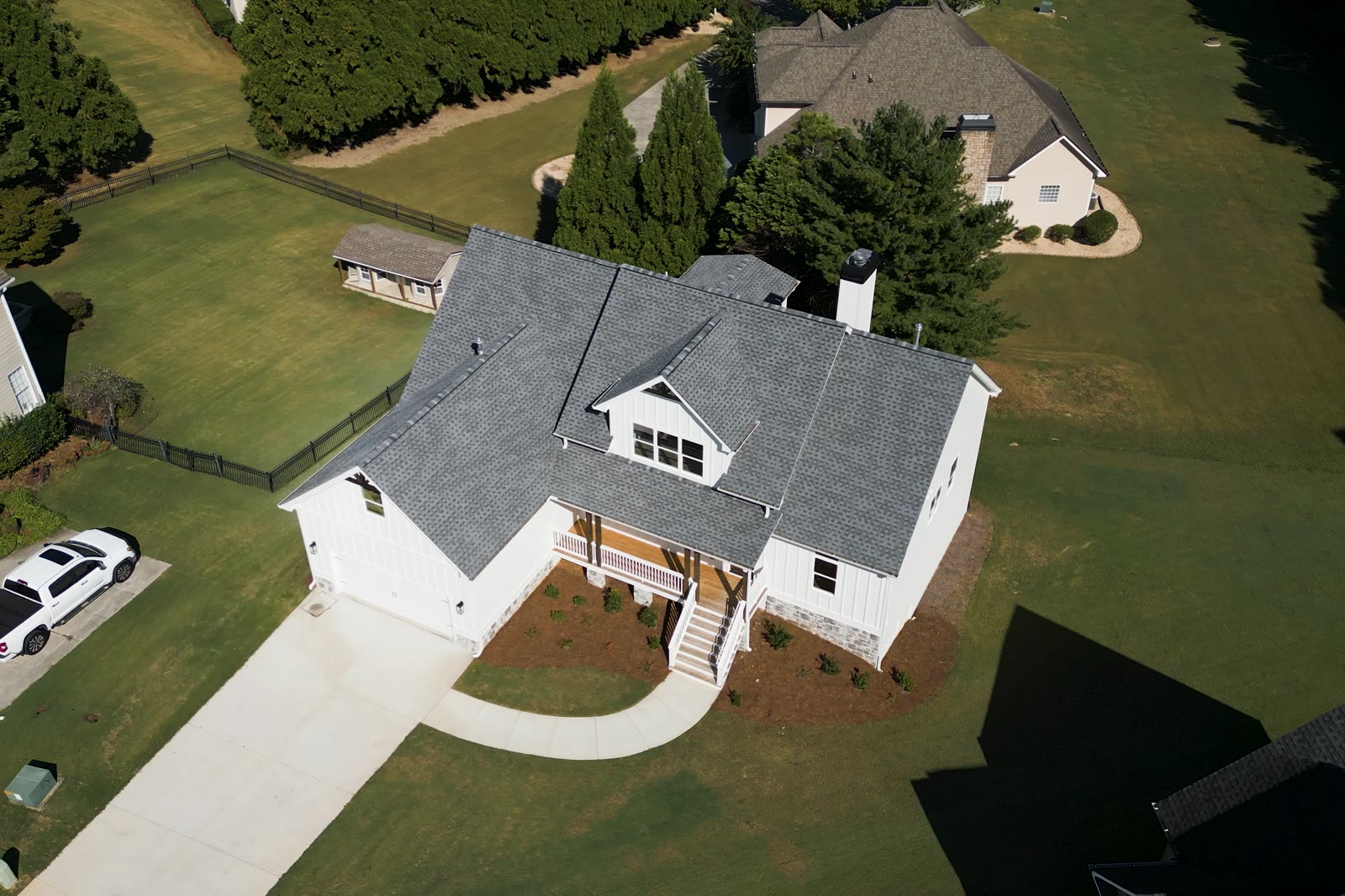 Aerial view of 104 Bob White Drive on a cul-de-sac lot in the Quail Run neighborhood